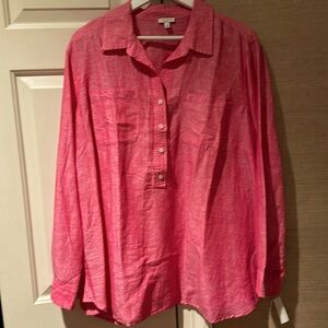 NWT Talbots long sleeve linen blouse
